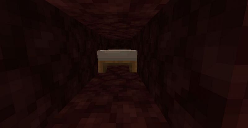 Bed explosion in the nether realm (Image via Minecraft)
