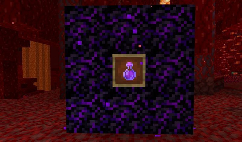 An Item Frame containing a Potion of Regeneration (Image via Minecraft)