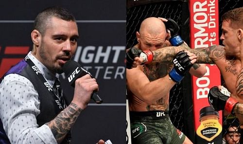 Dan Hardy (left); Conor McGregor (center); Dustin Poirier (right)