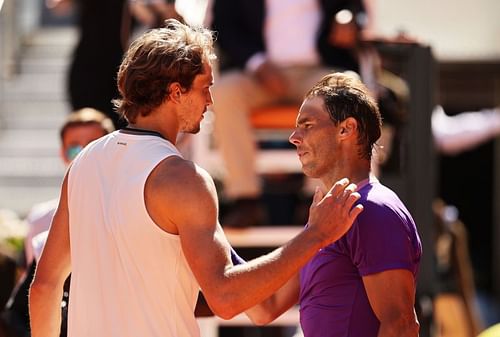 Alexander Zverev (L) and Rafael Nadal