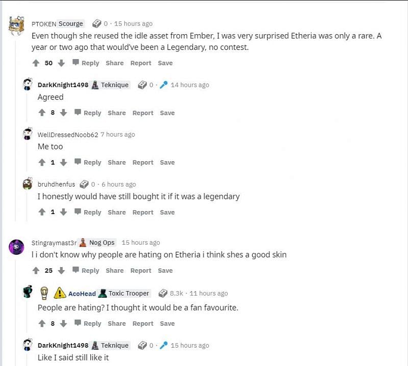 The community still likes the Fortnite Etheria skin (Image via r/FortniteBR, Reddit)