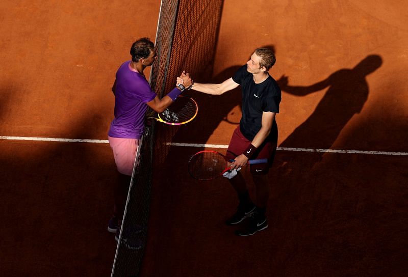 Rafael Nadal after beating Denis Shapovalov at the Italian Open