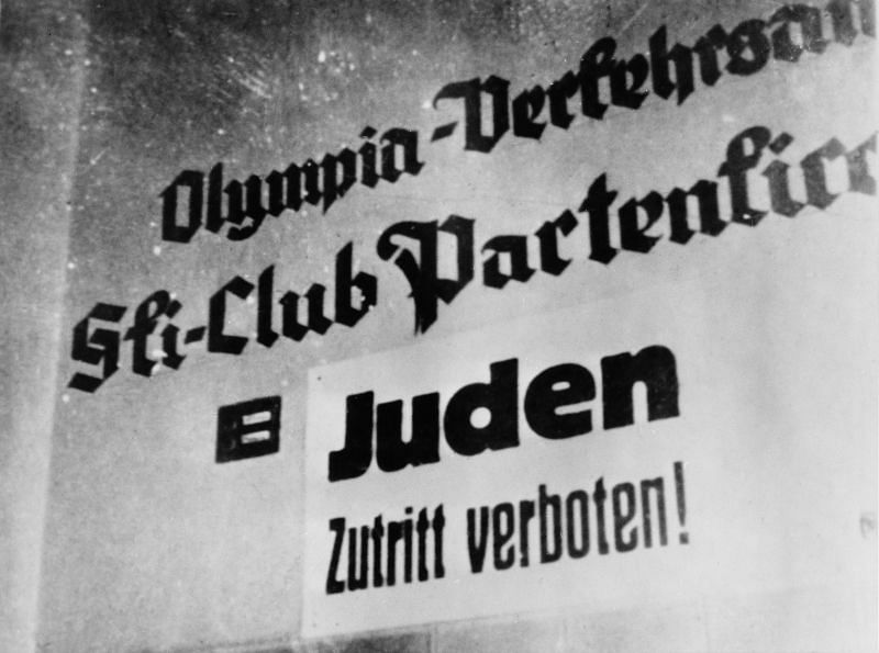 A sign debarring Jews at the 1936 Berlin Olympics