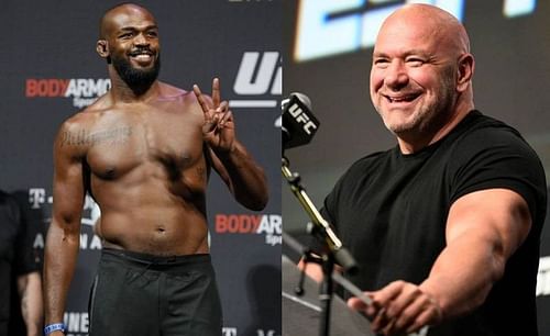 Jon Jones (left); Dana White (right)