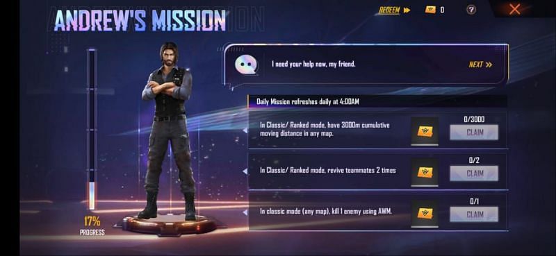 Daily missions in the Awaken Andrew event
