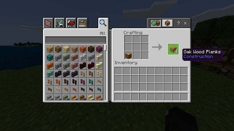 Placing wooden log in &lt;span class=&#039;entity-link&#039; id=&#039;suggestBtn-33&#039;&gt;crafting table&lt;/span&gt; 