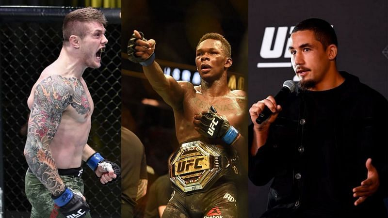 Marvin Vettori (Left), Israel Adesanya (Centre), Robert Whittaker (Right)