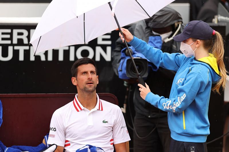 Novak Djokovic during his match against Taylor Fritz