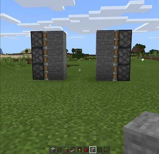 Placing stone blocks to make secret door