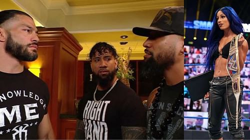 Roman Reigns, The Usos, and Sasha Banks