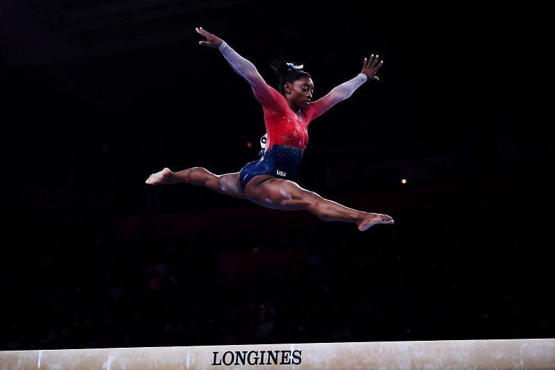 Simone Biles in action during the World Championships.