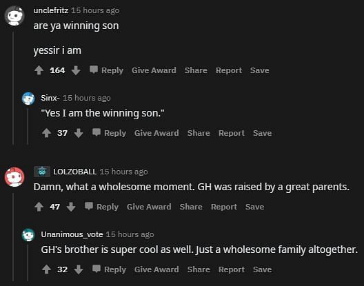 Comments on GH&#039;s father&#039;s reaction (Image via Dota 2 Subreddit)