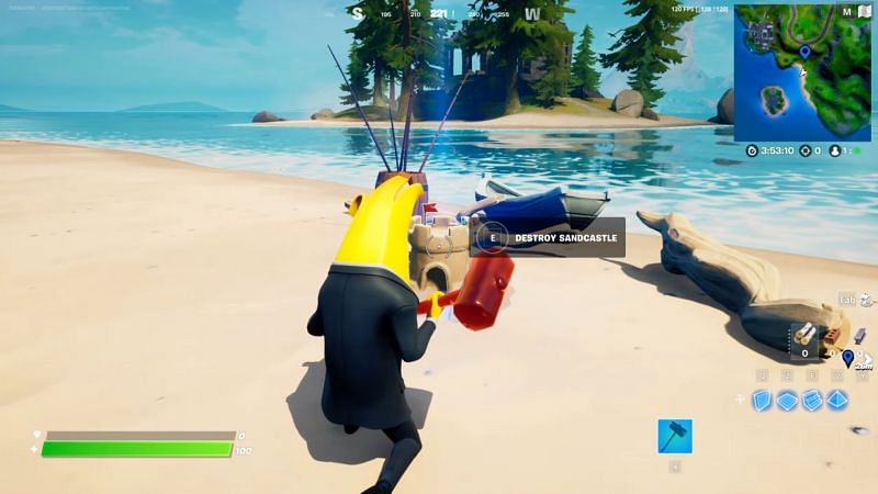 Fortnite Week 10 challenges - Build and Destroy Sandcastle (Image via YouTube)