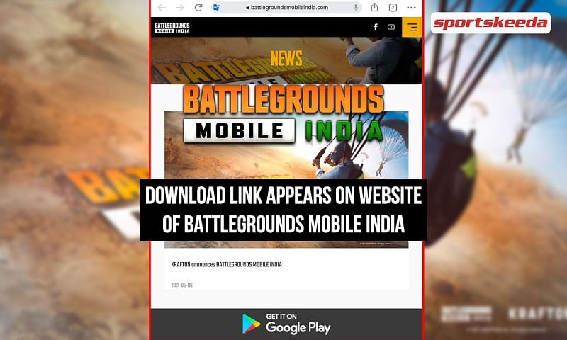 A download link appears on the website of Battlegrounds Mobile India (Image via Sportskeeda)