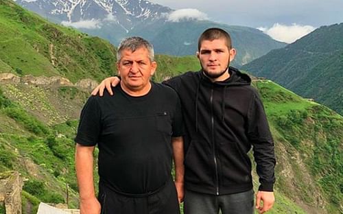 Abdulmanap Nurmagomedov (left); Khabib Nurmagomedov (right)