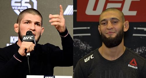 Khabib Nurmagomedov (Left)and Khamzat Chimaev (right)