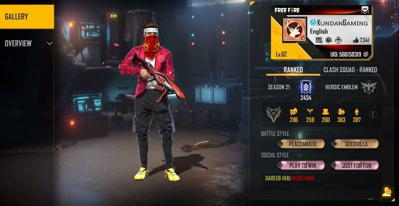 Kundan Gaming&#039;s Free Fire details