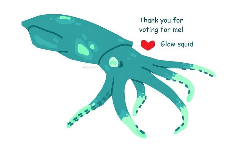 The Glow Squid won last year&#039;s mob vote over the Moobloom and Iceologer (Image via u/Ket_Overkill on Reddit)