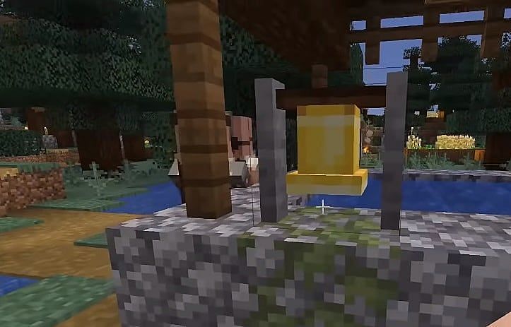 Players will need a bell and a couple of beds to lure villagers back to their village (Image via gamefunny)