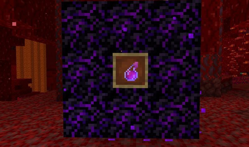 An Item Frame containing a Splash Potion of Healing (Image via Minecraft)