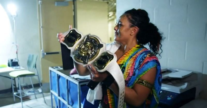 Tamina backstage after winning her first Championship