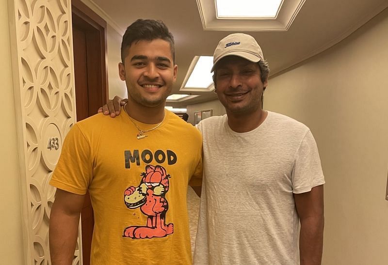 Riyan Parag and Kumar Sangakkara. Pic: IPLT20.COM