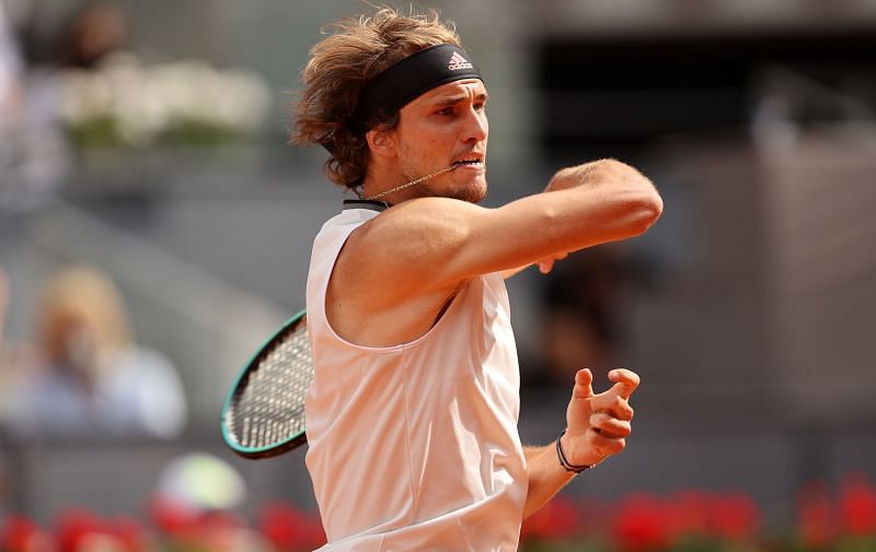 Alexander Zverev hits a forehand