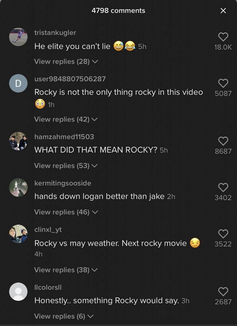 Comments and reactions from Logan&#039;s TikTok video (Image via TikTok)