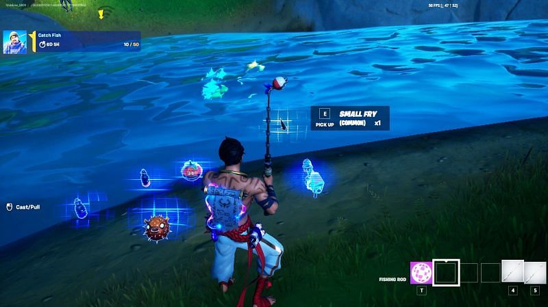 A Fortnite fishing glitch allows people to catch an infinite fish from a spot. Image via Epic Games.