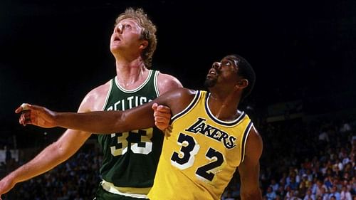 Larry Bird of the Boston Celtics vs Magic Johnson of the LA Lakers