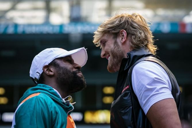 "I know what you did to your wife": Logan Paul leaves crowd stunned, as he takes a jibe at Floyd Mayweather's domestic abuse allegations