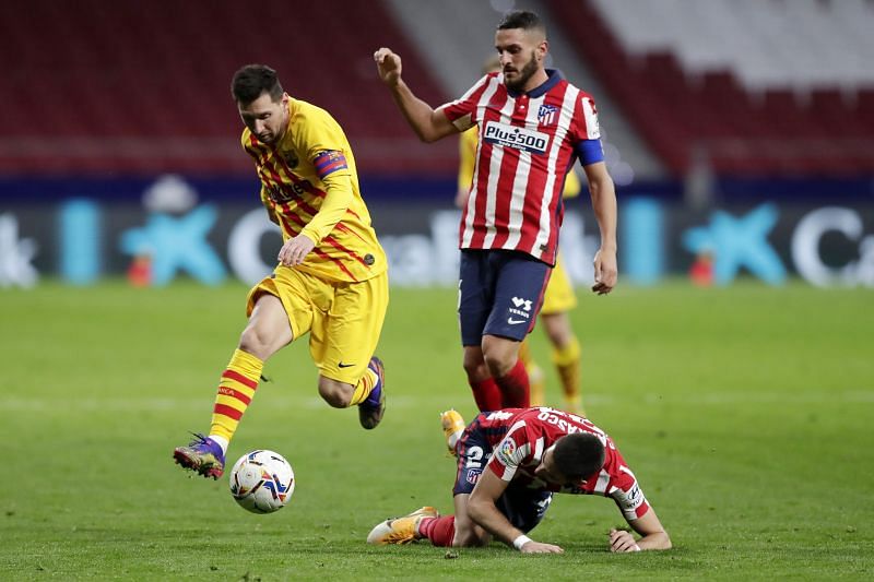 Lionel Messi in action against Atletico Madrid. (Photo by Gonzalo Arroyo Moreno/Getty Images)