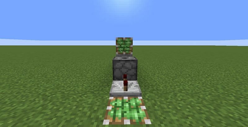 Put a sticky piston on top of solid block (Image via Minecraft)