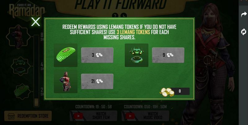 If the players do not have sufficient shares, they can use 3 Lemang tokens for each missing share