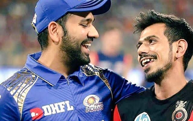 Rohit Sharma (L) and Yuzvendra Chahal