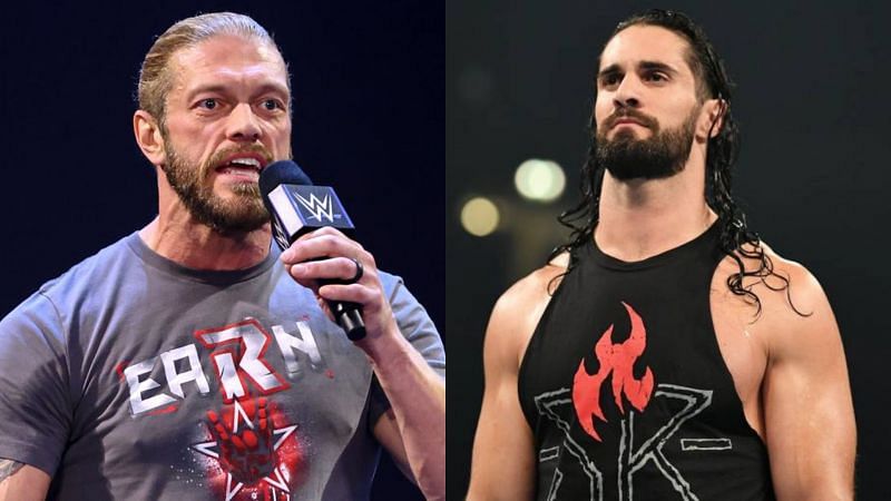 Edge (left); Seth Rollins (right)