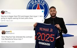 Twitter explodes as Neymar renews PSG deal until 2025 to quash rumours of Barcelona return