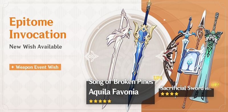 The Aquila Favonia, featured on the upcoming weapon banner, is the best sword in the game so far (Image via miHoYo) Genshin Impact&rsquo;s description of the Aquila Favonia Keqing artwork for Genshin Impact (Image via Momoz Geek) Keqing is a solid main DPS option who can be built very well for Physical DMG (Image via miHoYo)