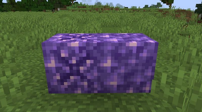 Shown: The difference between Budding Amethyst (left) Block of Amethyst (right) (Image via Minecraft)