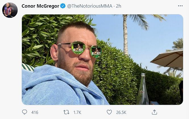 Conor McGregor&#039;s sunglasses tweet (Courtesy: Conor McGregor&#039;s Twitter page)
