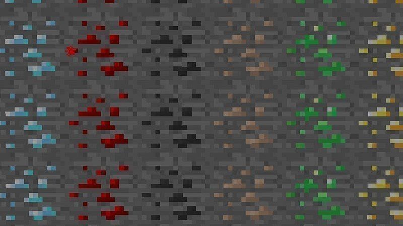 Different ores in Minecraft (Image via change)