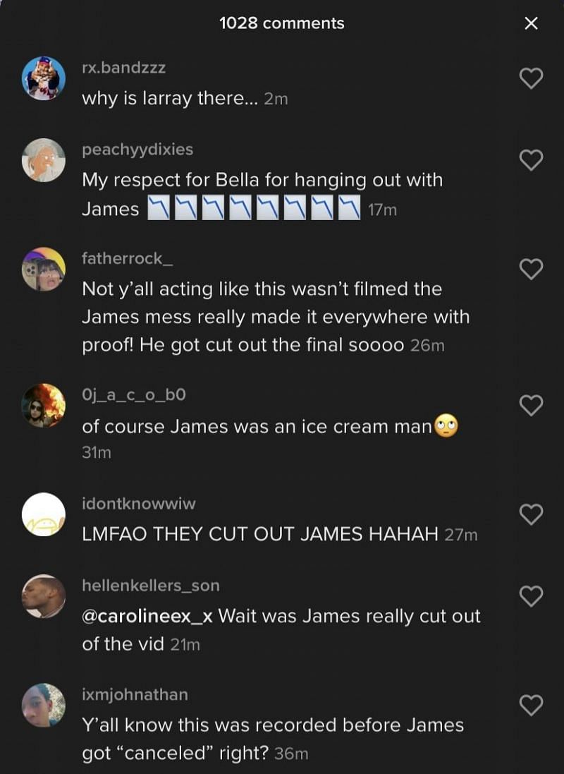 Fan reactions to James Charles on set (Image via TikTok)