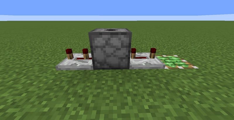 The left repeater is at two, and right is at 4 (Image via Minecraft)