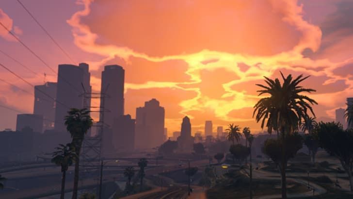 A beautiful sunset in Los Santos (Image via Wallpaper Flare)