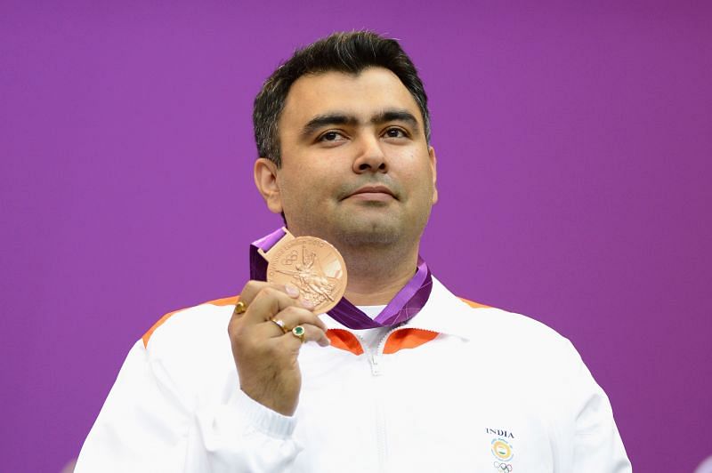 Gagan Narang with his bronze medal at the 2012 London Olympics