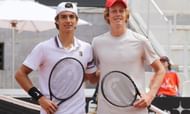 Jannik Sinner and Lorenzo Musetti (R)