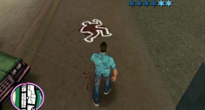 A chalk outline in GTA Vice City (Image via Vice City: Multiplayer)