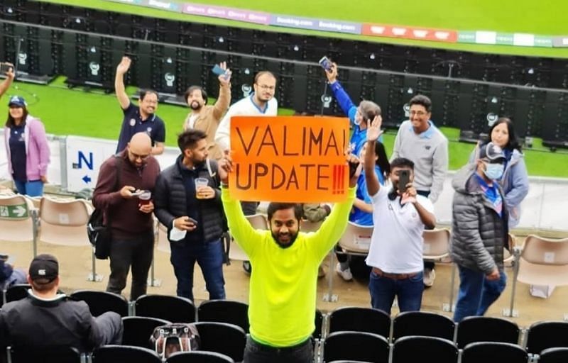 A fan in the UK asking for a Valimai update. Pic: Dinesh Karthik/ Twitter
