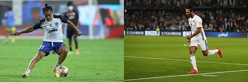 Indian football team's Sunil Chhetri gets toppled by UAE's Ali Mabkhout on the second position of active international goalscorers list