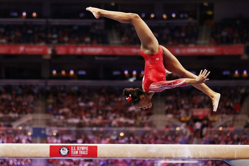 Simone Biles in action at US Olmypics Trials 2021